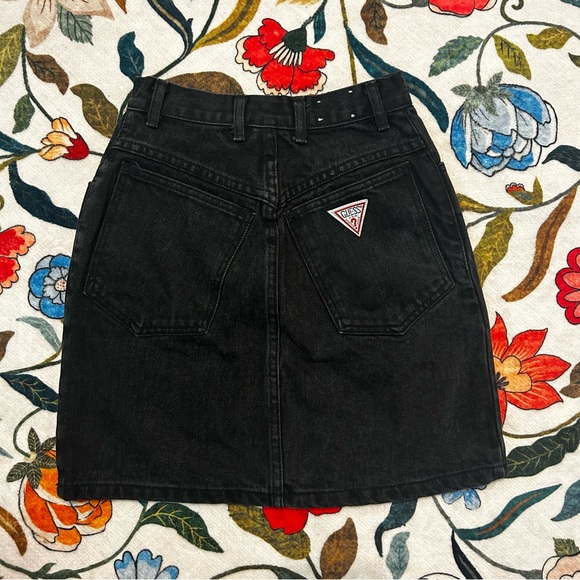 Vintage Georges Marciano for Guess Black Denim Mini Skirt - Picture 4 of 5